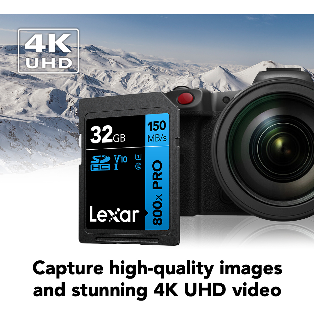 Tarjeta De Memoria Sd Lexar 800x 120mb/s V10 Sdhc 32gb C10_3