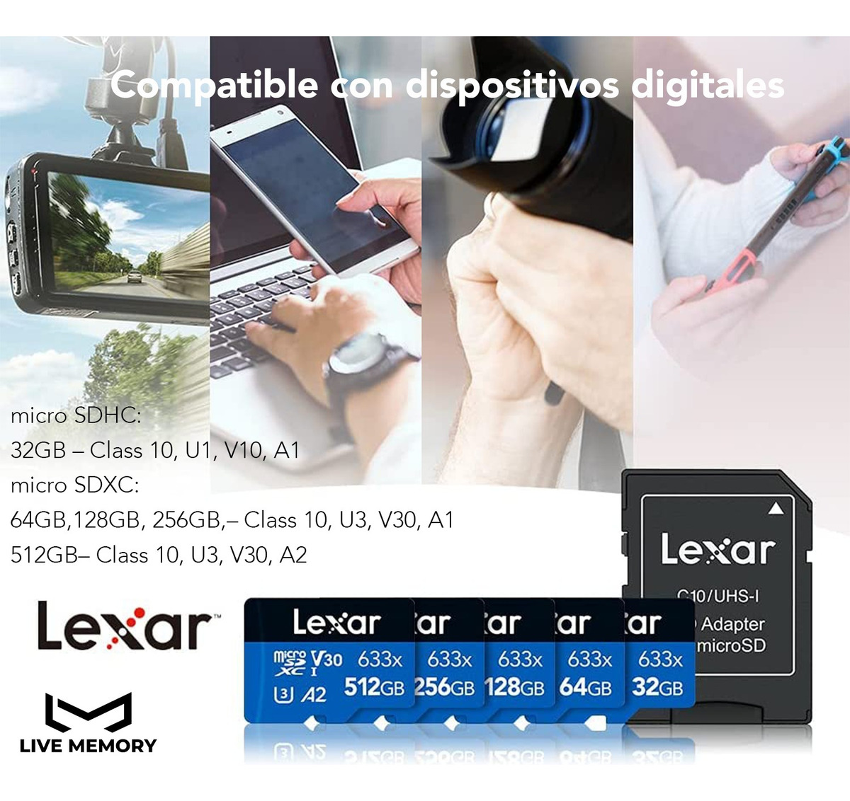 2 Piezas! Tarjeta De Memoria Micro Sd Lexar 633x 128gb_4 2 Piezas! Tarjeta De Memoria Micro Sd Lexar 633x 128gb_4