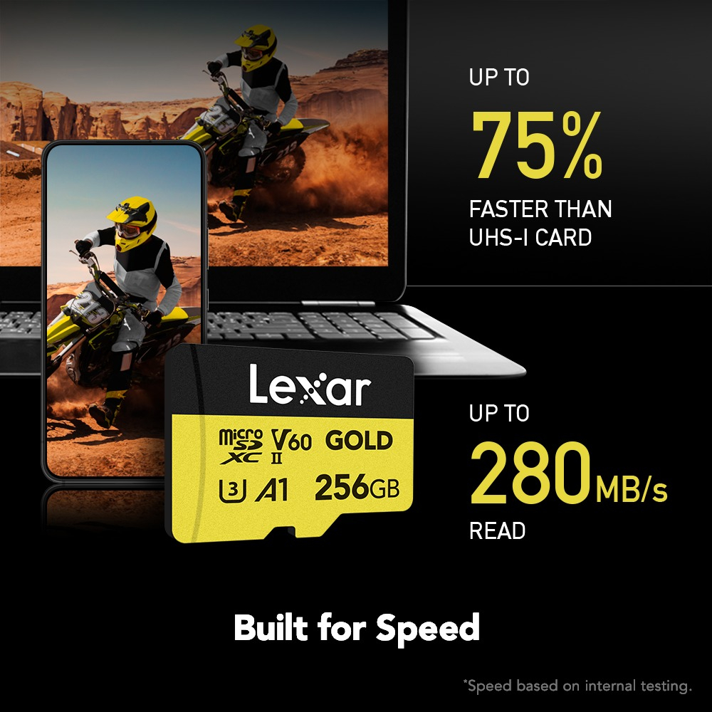 Lexar Tarjeta Micro Sd De 256gb, Uhs-ii, C10, V60 280/180 Mb_2