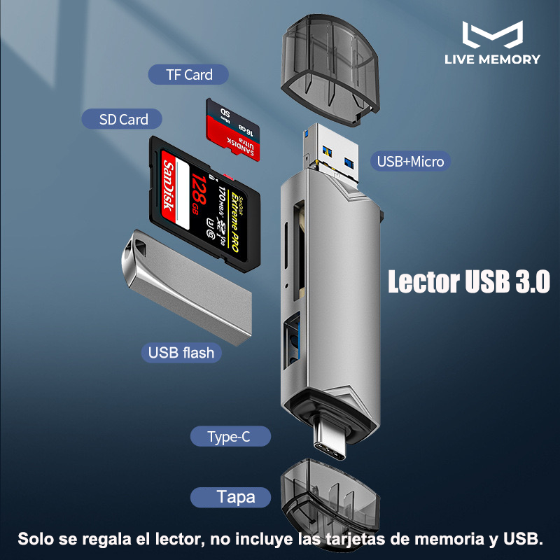 Adaptador Muitlfuncional 6 En 1, Usb 3.0, Lector Sd, Microsd_5
