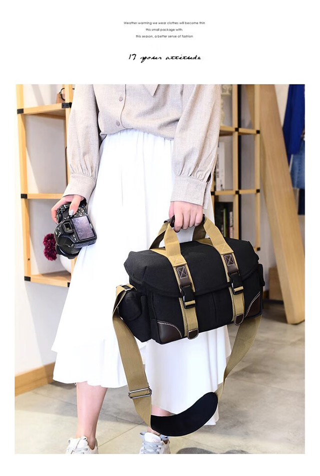 Bolso De Hombro De Viaje Para Cámara De Lona Impermeable_3